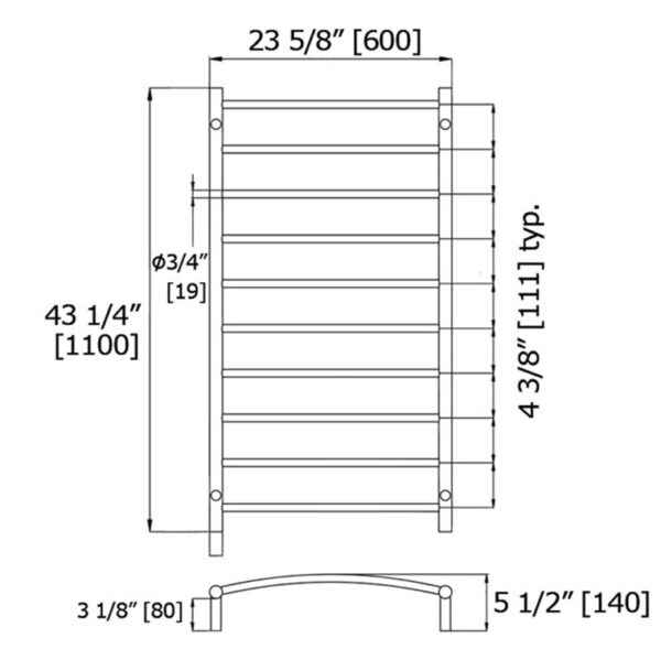 10 Bar Towel Warmer ETW1-1 PS