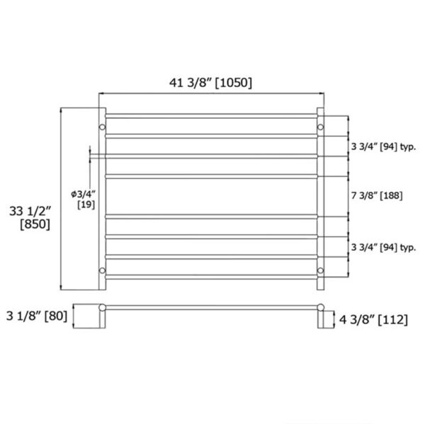 8 Bar Double Wide Towel Warmer ETW1-19 PS