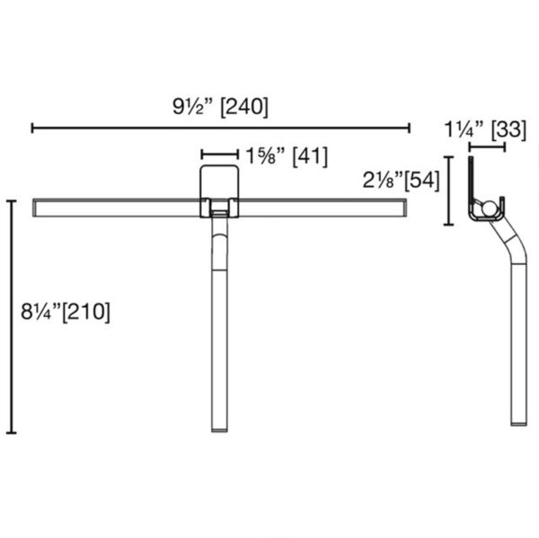 9 1/2" Shower Squeegee with Square Hook SS0100 dimensions