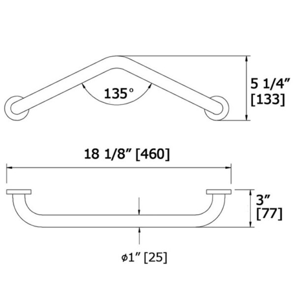 Angled Grab Bar 1013 dimensions