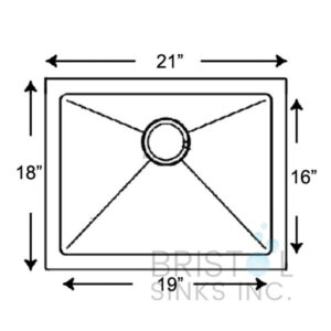 BRISTOL B1206 UNDERMOUNT STAINLESS STEEL SINGLE BOWL LAUNDRY SINK