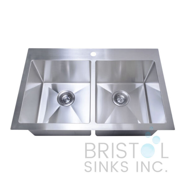 BRISTOL B1210 DROP-IN STAINLESS STEEL 1-HOLE DOUBLE BOWL KITCHEN SINK @ spendapenny.ca