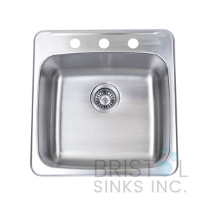 BRISTOL B204 DROP-IN STAINLESS STEEL 3-HOLE SINGLE BOWL KITCHEN SINK