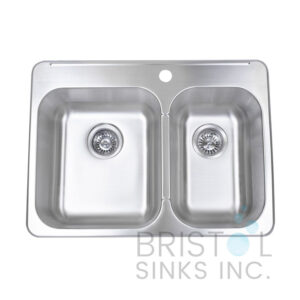 BRISTOL B212 DROP-IN STAINLESS STEEL 1-HOLE DOUBLE BOWL KITCHEN SINK