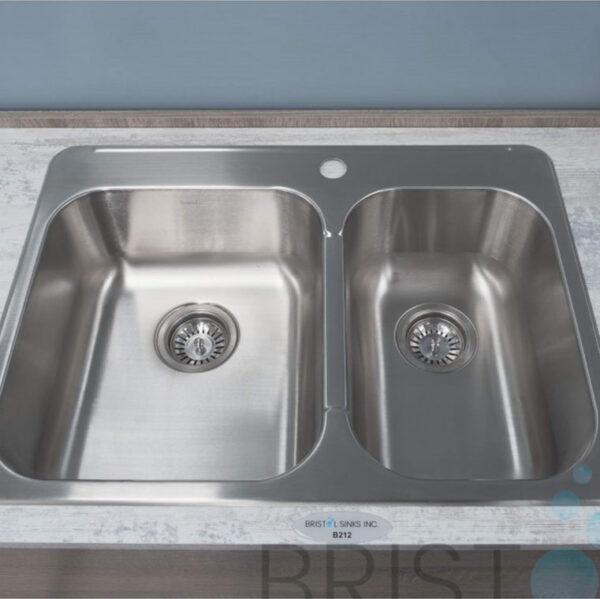BRISTOL B212 DROP-IN STAINLESS STEEL 1-HOLE DOUBLE BOWL KITCHEN SINK install