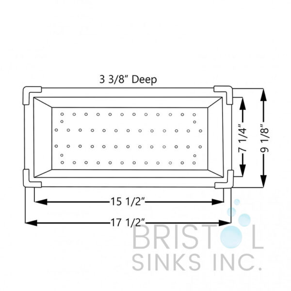 BRISTOL ZERO RADIUS STAINLESS STEEL OVER THE SINK STRAINER - B1800 dimensions