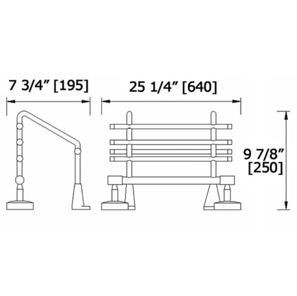 CR3862-dimensions Towel Shelf with Single Bar CR3862 dimensions