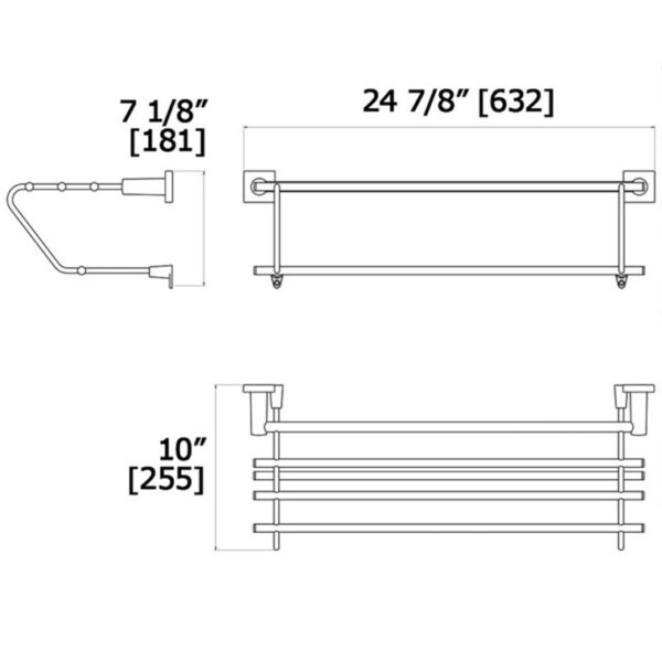 Towel Shelf with Single Bar Dimensions