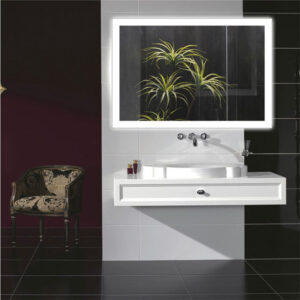 Halo-Perimeter-LED-Mirror-Laloo-rectangular-installed Halo Perimeter LED Mirror Laloo installed