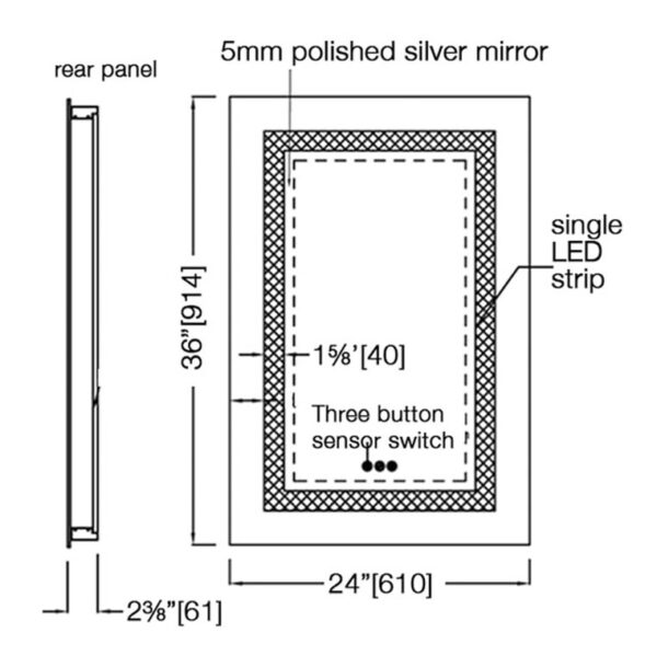 Insert Perimeter LED Mirror Laloo dimensions