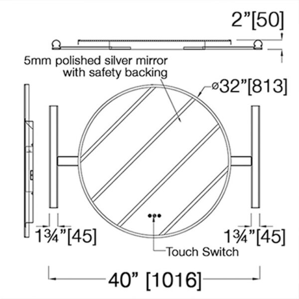 Matte Black with LED Valence H00501LD dimensions