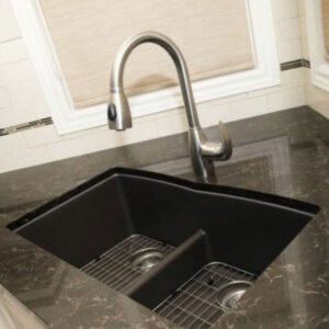 BRISTOL VIRTUO GRANITE DOUBLE UNDERMOUNT LOW DIVIDE BOWL KITCHEN SINK @ spendapenny.ca