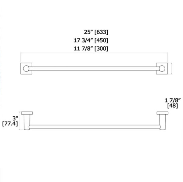 Single Towel Bar - dimensions