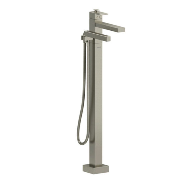 Kubik 2-Way Type T (Thermostatic) Coaxial Floor-Mount Tub Filler With Hand Shower brushed nickel