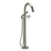 Pallace 2-Way Type T (Thermostatic) Coaxial Floor-Mount Tub Filler With Hand Shower brushed nickel