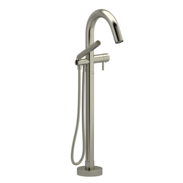 Pallace 2-Way Type T (Thermostatic) Coaxial Floor-Mount Tub Filler With Hand Shower brushed nickel
