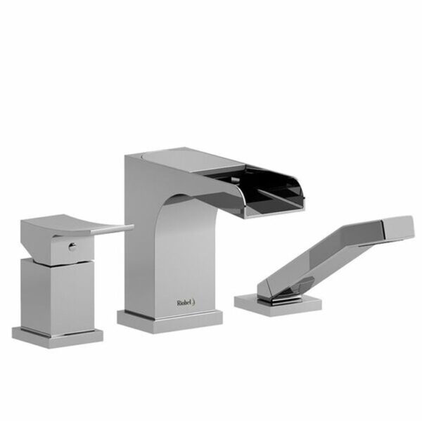 Zendo 3-Piece Type P (Pressure Balance) Deck-Mount Tub Filler With Hand Shower PEX chrome